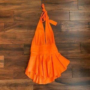 Gorgeous Bebe Orange plunge neck top